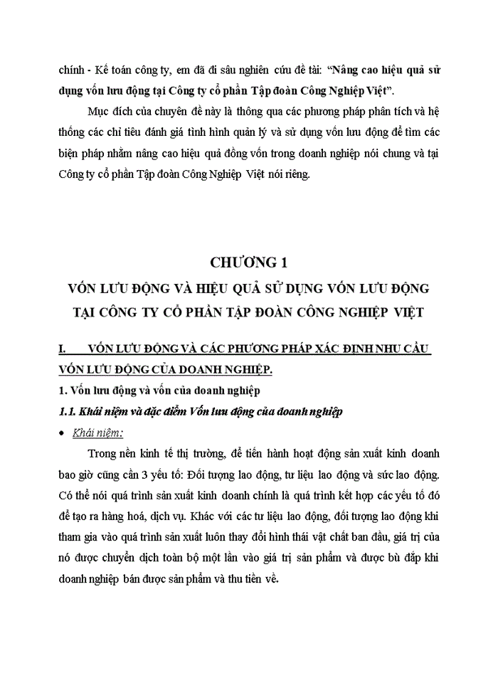 image for page Nâng cao hiệu quả sử dụng vốn lưu động tại Công ty cổ phần Tập đoàn Công Nghiệp Việt