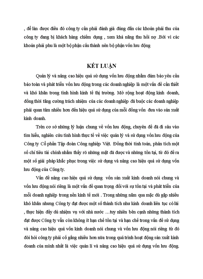 image for page Nâng cao hiệu quả sử dụng vốn lưu động tại Công ty cổ phần Tập đoàn Công Nghiệp Việt