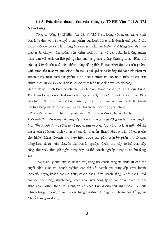 image for page Hoàn thiện kế toán doanh thu chi phí và xác định kết quả kinh doanh  tại Công ty TNHH Vận Tải & TM Nam Long