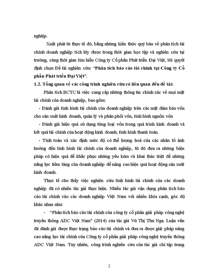 image for page Phân tích báo cáo tài chính của Công ty cổ phần Phát triển Đại Việt