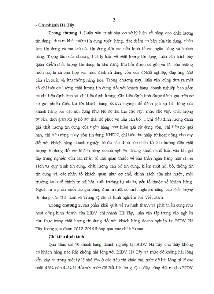 image for page Nâng cao chất lượng tín dụng đối với khách hàng doanh nghiệp tại Ngân hàng TMCP Đầu tư và Phát triển Việt Nam – Chi nhánh Hà Tây