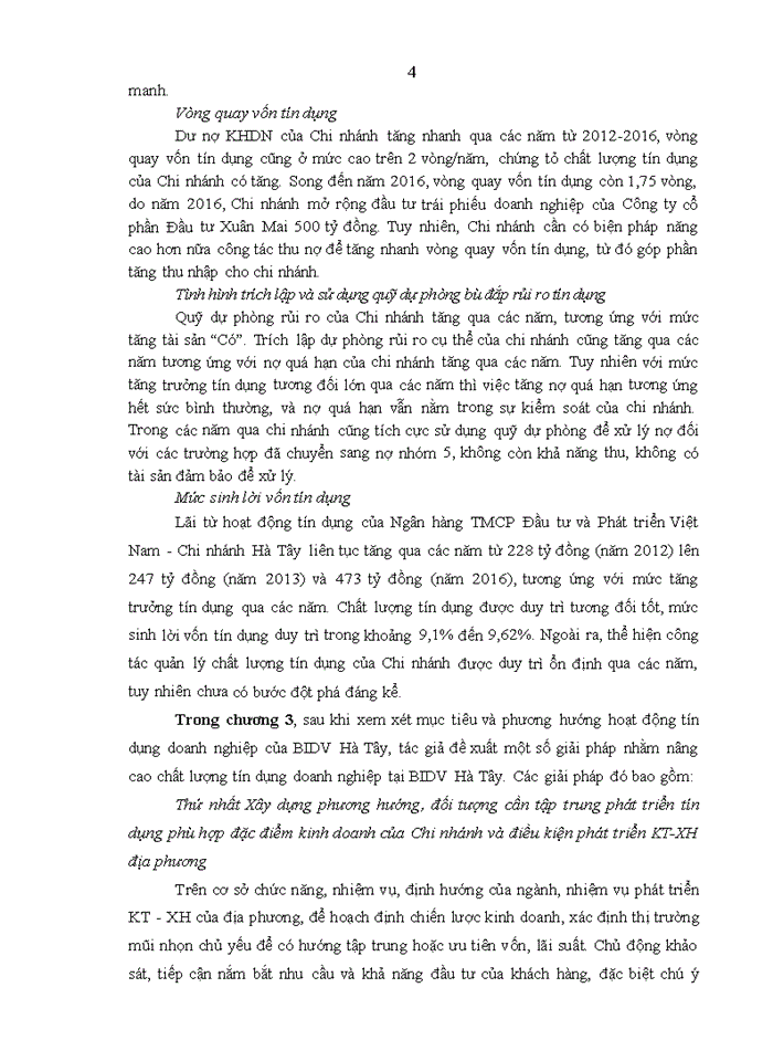 image for page Nâng cao chất lượng tín dụng đối với khách hàng doanh nghiệp tại Ngân hàng TMCP Đầu tư và Phát triển Việt Nam – Chi nhánh Hà Tây