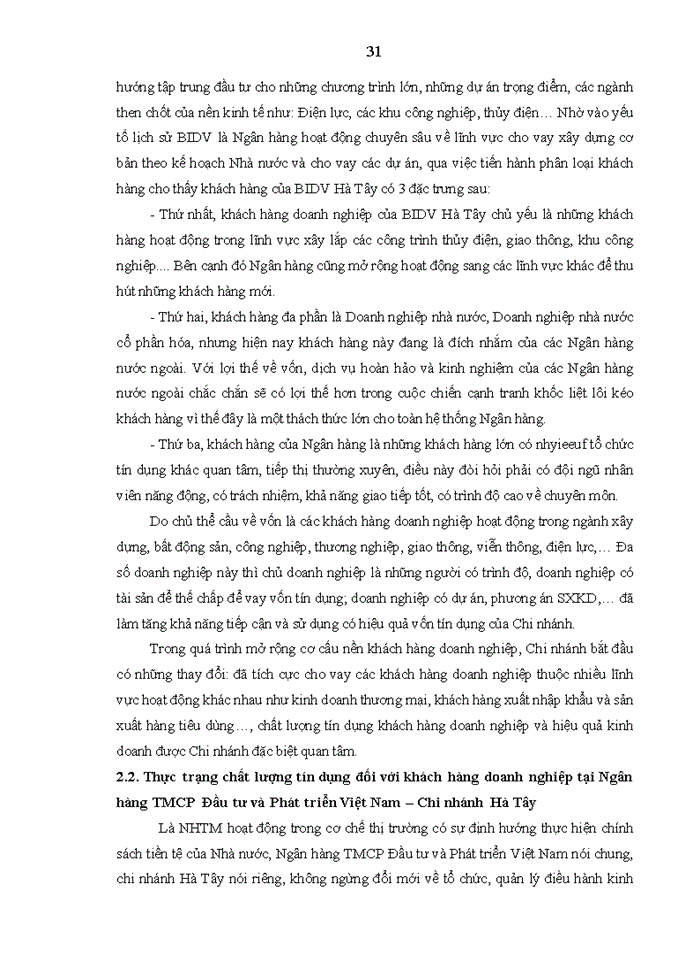 image for page Nâng cao chất lượng tín dụng đối với khách hàng doanh nghiệp tại Ngân hàng TMCP Đầu tư và Phát triển Việt Nam – Chi nhánh Hà Tây