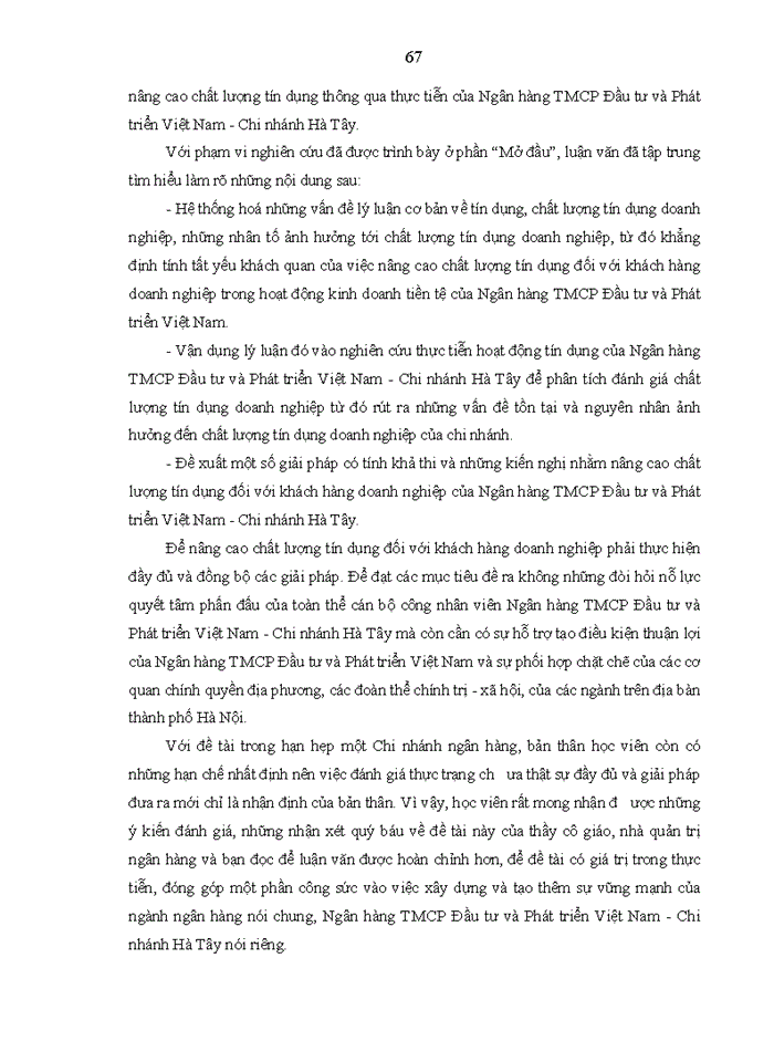 image for page Nâng cao chất lượng tín dụng đối với khách hàng doanh nghiệp tại Ngân hàng TMCP Đầu tư và Phát triển Việt Nam – Chi nhánh Hà Tây