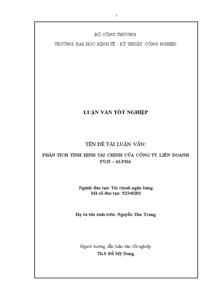 Phân tích tình hình tài chính của công ty liên doanh fuji – alpha