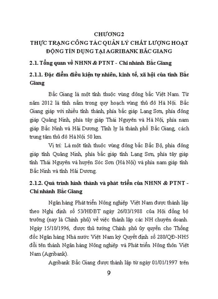 image for page Quản lý chất lượng tín dụng tại Ngân hàng Nông nghiệp và Phát triển nông thôn Việt Nam – Chi nhánh Bắc Giang