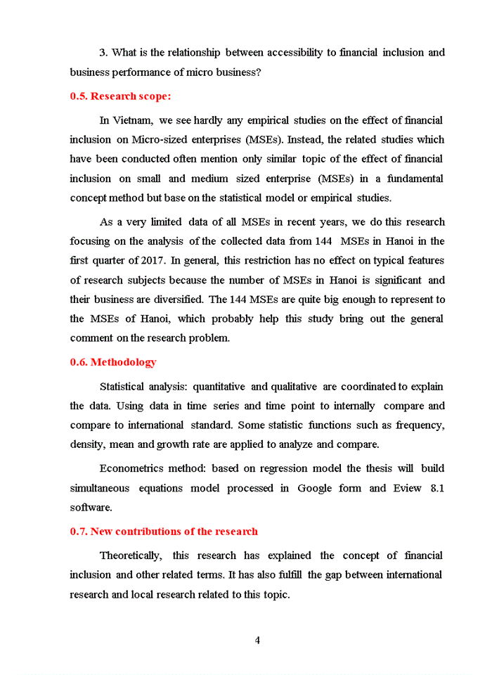 image for page Model and the research results of the relationship between financial inclusion accessibility and financial performance of the micro business in hanoi