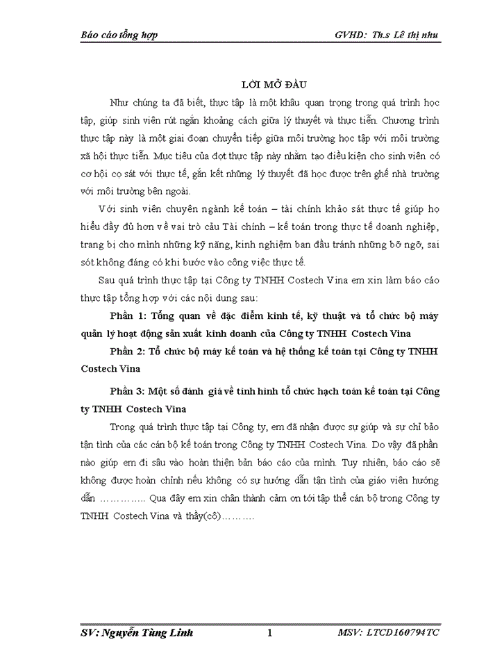 image for page Một số đánh giá về tình hình tổ chức hạch toán kế toán tại Công ty TNHH Costech Vina