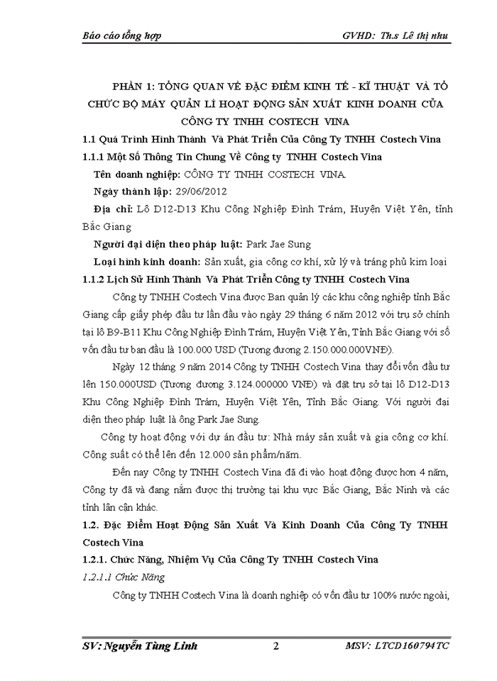 image for page Một số đánh giá về tình hình tổ chức hạch toán kế toán tại Công ty TNHH Costech Vina