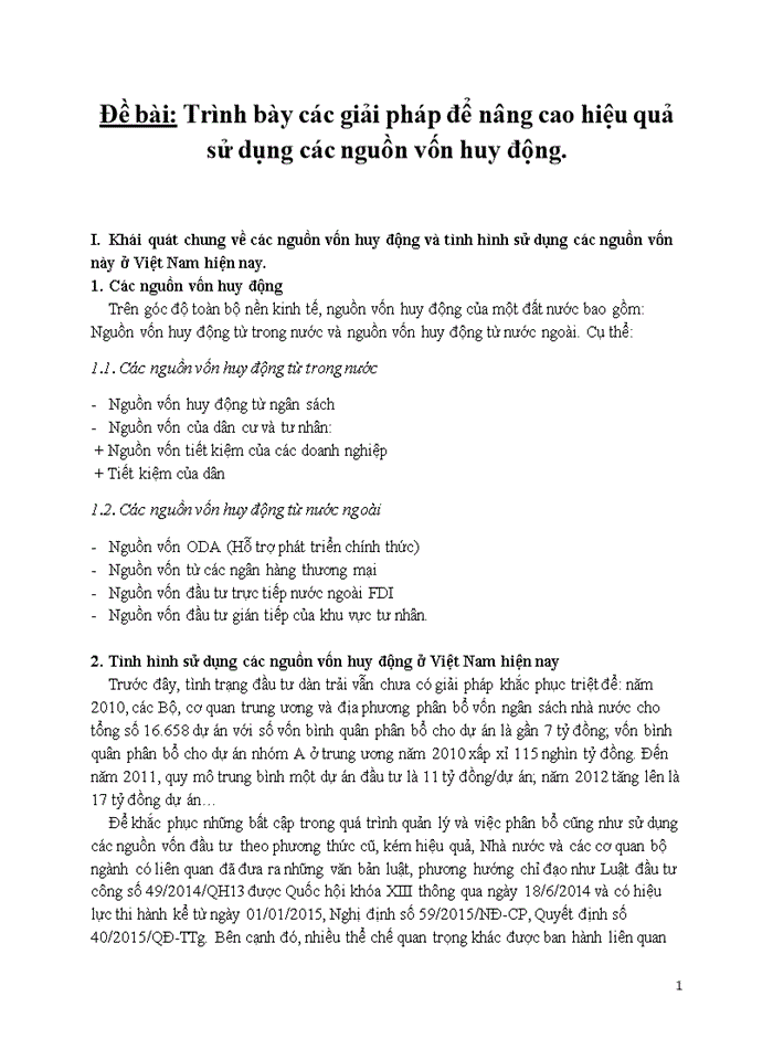 image for page Trình bày các giải pháp để nâng cao hiệu quả sử dụng các nguồn vốn huy động.