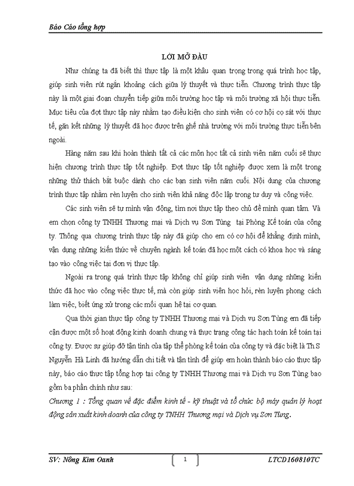 image for page Một số đánh giá về tình hình tổ chức hạch toán kế toán tại Công ty TNHH Thương mại và Dịch vụ Sơn Tùng.