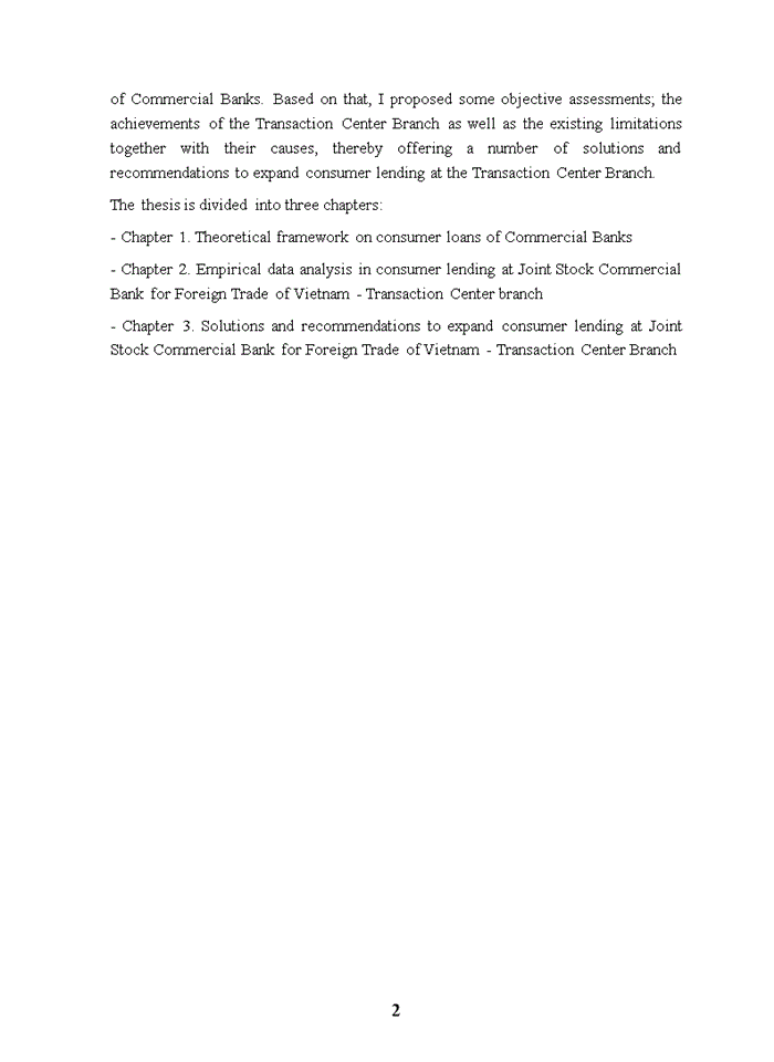 image for page Expanding Consumer Lending at Joint Stock Commercial Bank for Foreign Trade Of Vietnam - Transaction Center Branch