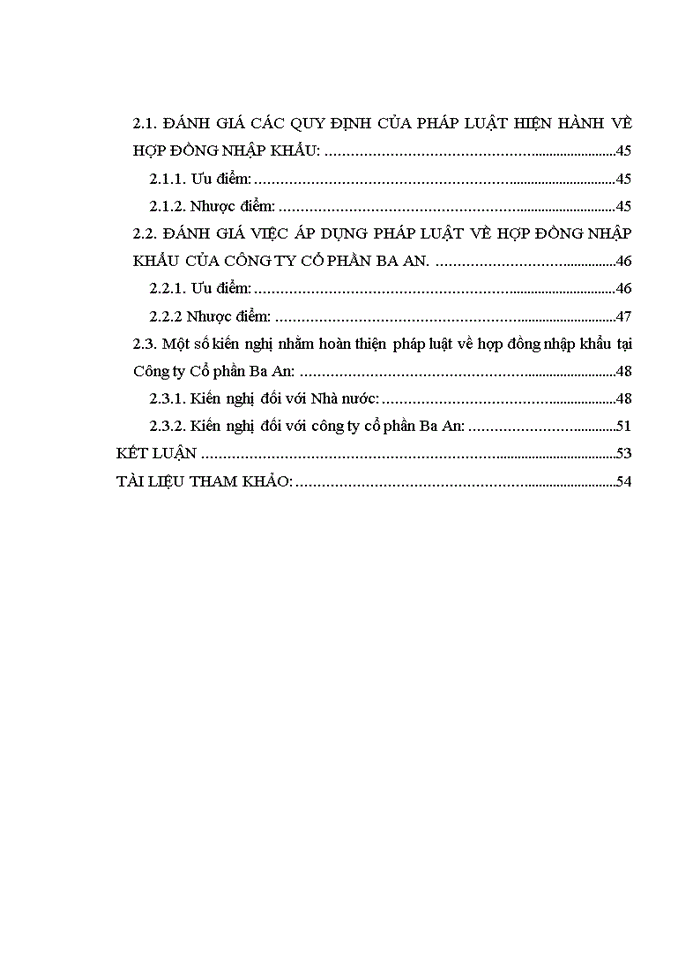 Thực tiễn áp dụng pháp luật về hợp đồng nhập khẩu hàng hóa tại Công ty Cổ phần Ba An