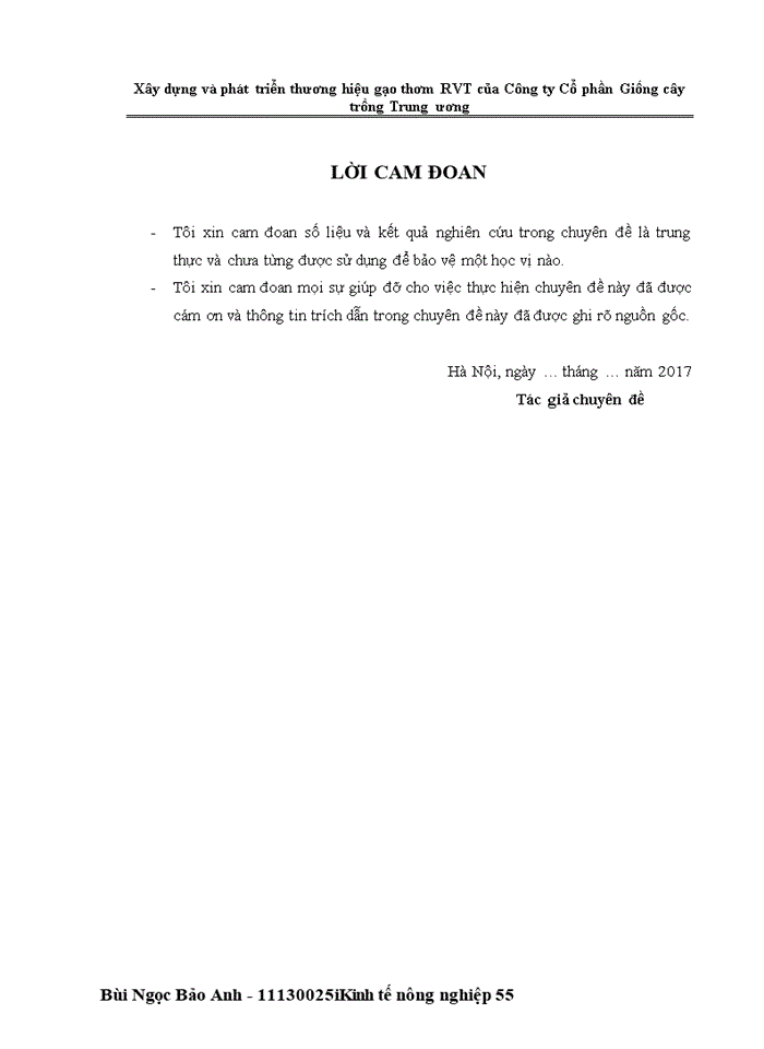 image for page Xây dựng và phát triển thương hiệu gạo thơm RVT của Công ty Cổ phần Giống cây trồng Trung ương