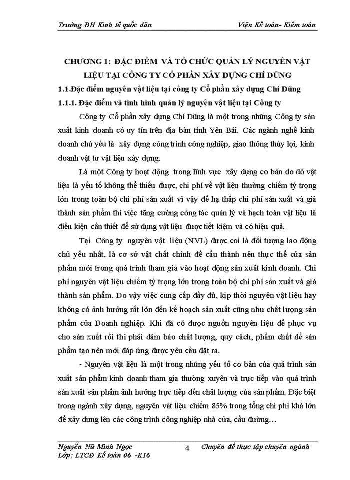 image for page Hoàn thiện kế toán nguyên vật liệu tại Công ty Cổ phần xây dựng Chí Dũng