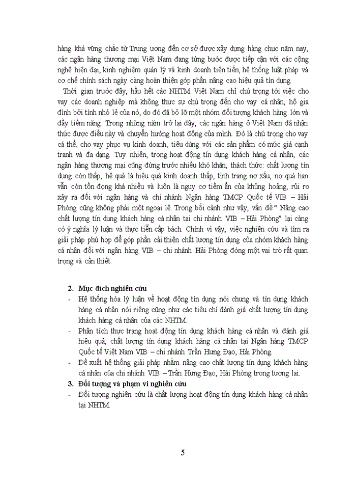 image for page Nâng cao chất lượng tín dụng khách hàng cá nhân tại chi nhánh VIB – Hải Phòng