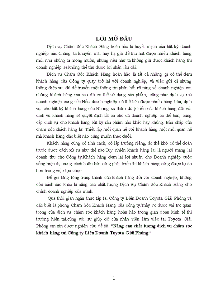 image for page Nâng cao chất lượng dịch vụ chăm sóc khách hàng tại Công ty Liên Doanh Toyota Giải Phóng