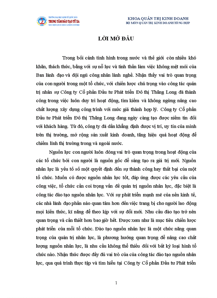 image for page Hoàn thiện công tác đào tạo nhân lực tại Công ty Cổ phần Đầu tư Phát triển Đô thị Thăng Long