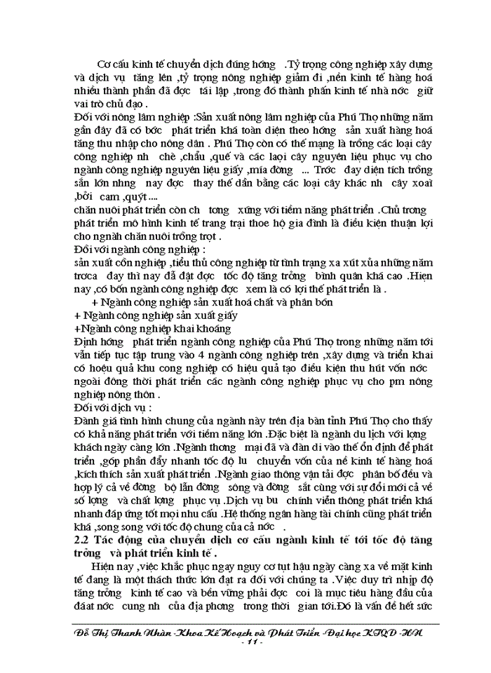 image for page Phương hướng chuyển dịch cơ cấu ngành kinh tế trong quá trính CNH-HĐH ở tỉnh Phú Thọ trong giai đoạn từ nay đền năm 2010