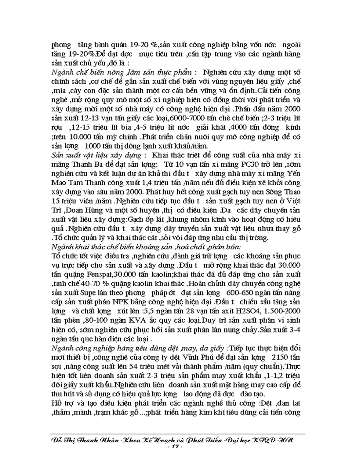 image for page Phương hướng chuyển dịch cơ cấu ngành kinh tế trong quá trính CNH-HĐH ở tỉnh Phú Thọ trong giai đoạn từ nay đền năm 2010