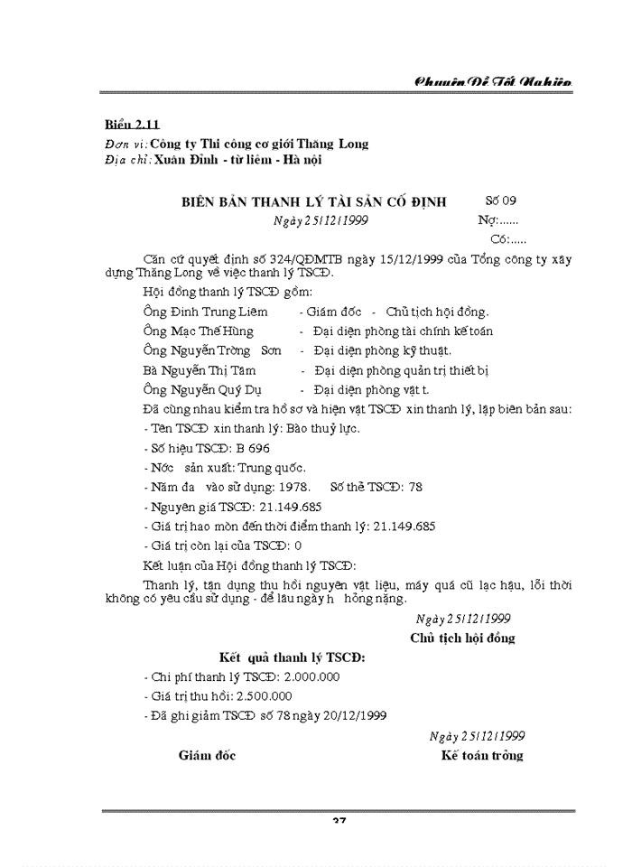 image for page Tổ chức kế toán TSCĐ và phân tích tình hình quản lý, trang bị và sử dụng TSCĐ cở Công ty thi công cơ giới Thăng Lon