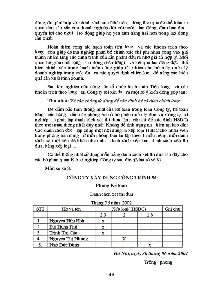 image for page Hạch toán tiền lương và trích các khoản theo tiền lương tại công ty xây dựng công trình 56