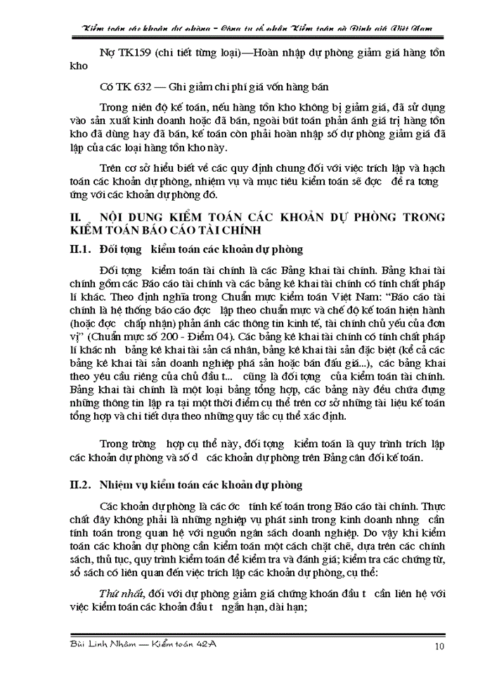 image for page Tìm hiểu quy trình kiểm toán các khoản dự phòng trong kiểm toán Báo cáo tài chính do Công ty cổ phần Kiểm toán và Định giá Việt Nam thực hiện