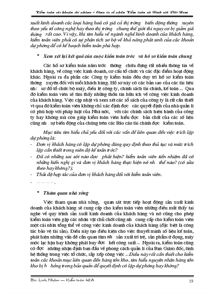 image for page Tìm hiểu quy trình kiểm toán các khoản dự phòng trong kiểm toán Báo cáo tài chính do Công ty cổ phần Kiểm toán và Định giá Việt Nam thực hiện