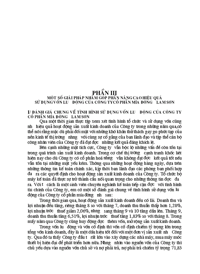 image for page Vốn Lưu Động và một số biện pháp chủ yếu nhằm nâng cao hiệu quả sử dụng Vốn Lưu Động tại Công Ty Cổ Phần Mía Đường Lam Sơn