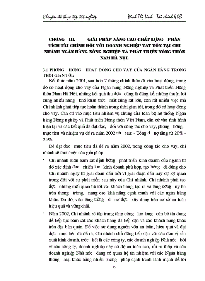 image for page Giải pháp nâng cao chất lượng phân tích tài chính đối với doanh nghiệp vay vốn tại Chi nhánh NHNo &PTNT Nam Hà Nội