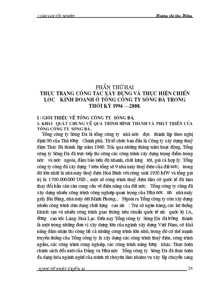 image for page Đánh giá tình hình xây dựng và thực hiện chiến lược kinh doanh của Tổng công ty Sông Đà