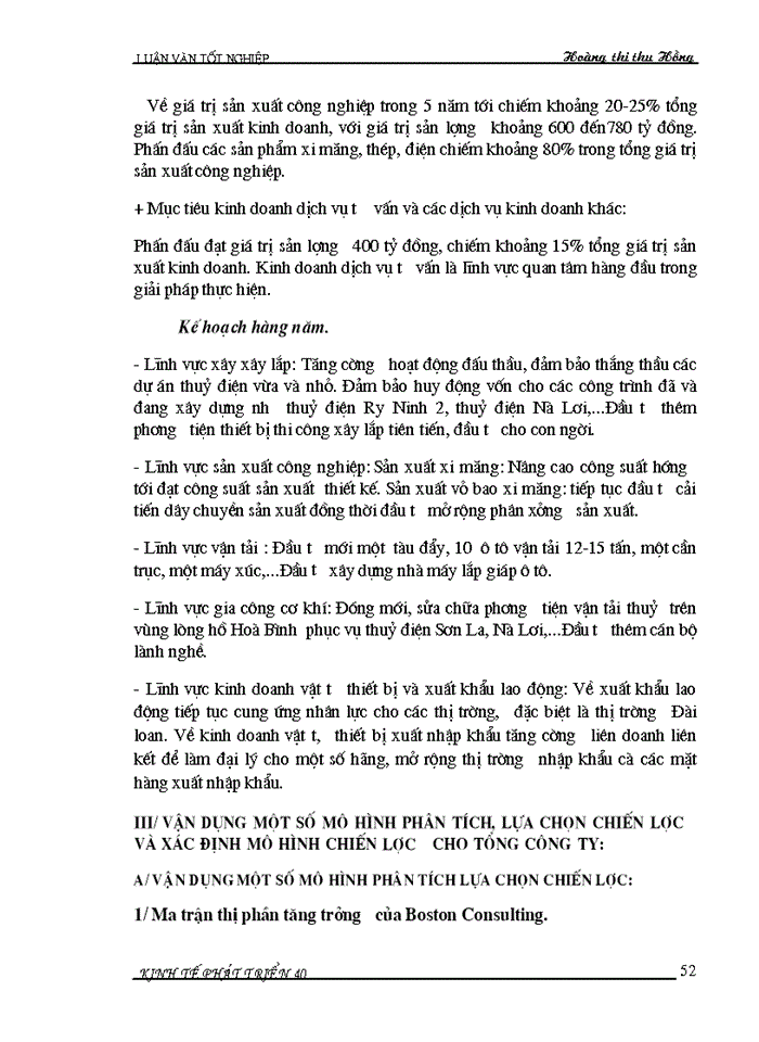 image for page Đánh giá tình hình xây dựng và thực hiện chiến lược kinh doanh của Tổng công ty Sông Đà