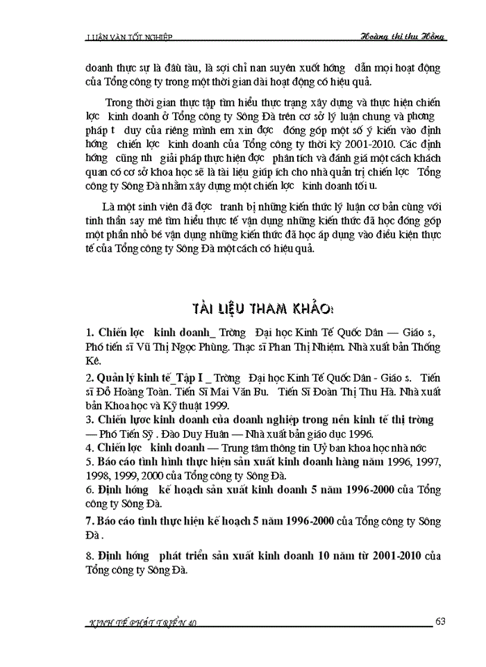 image for page Đánh giá tình hình xây dựng và thực hiện chiến lược kinh doanh của Tổng công ty Sông Đà