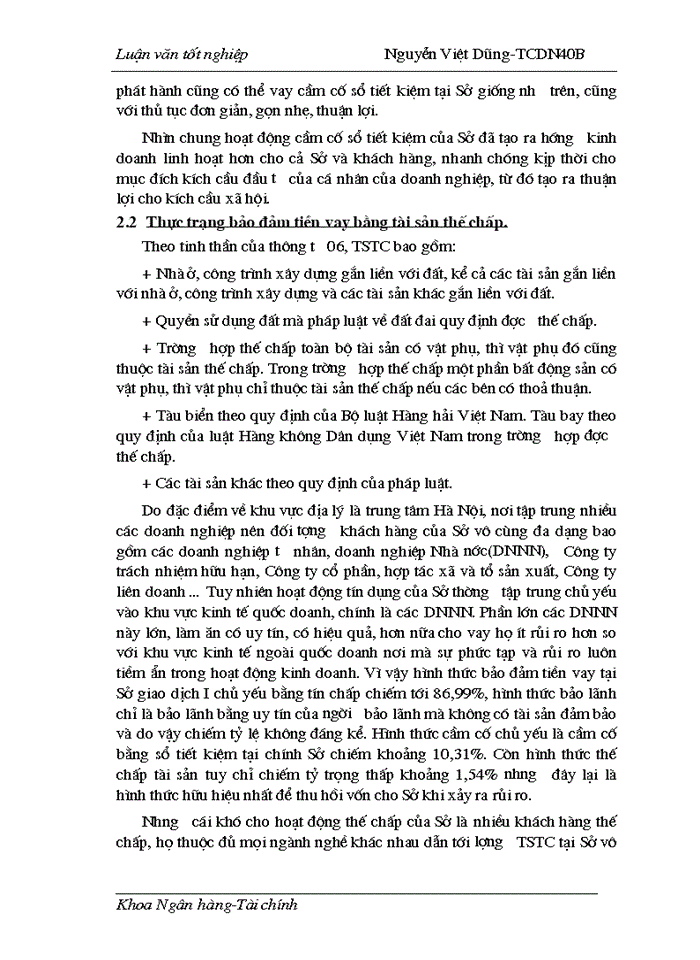 image for page Một số giải pháp nhằm nâng cao hiệu quả bảo đảm tiền vay bằng tài sản cầm cố, thế chấp tại Sở giao dịch I - Ngân hàng công thương Việt Nam.