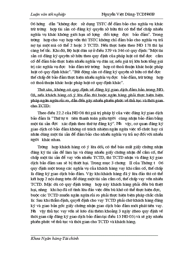 image for page Một số giải pháp nhằm nâng cao hiệu quả bảo đảm tiền vay bằng tài sản cầm cố, thế chấp tại Sở giao dịch I - Ngân hàng công thương Việt Nam.