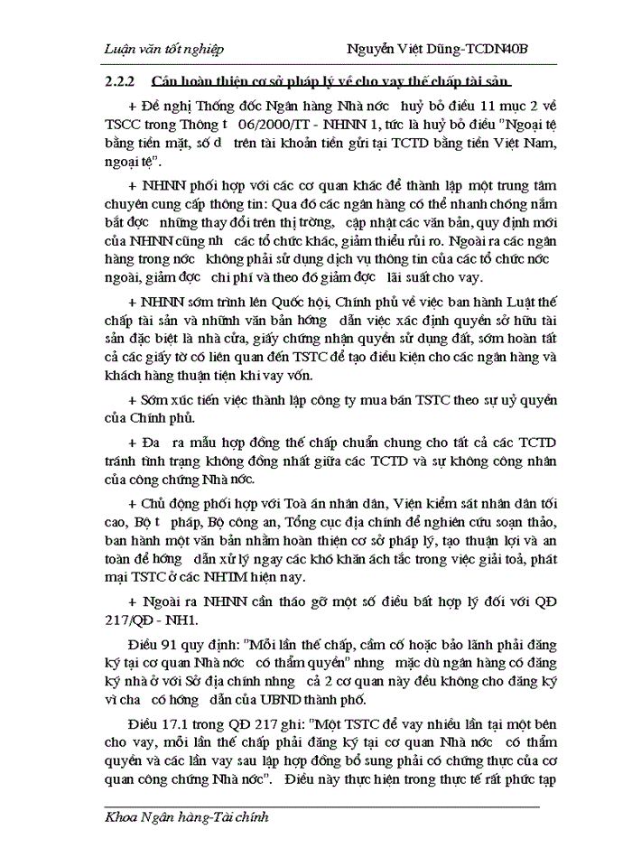 image for page Một số giải pháp nhằm nâng cao hiệu quả bảo đảm tiền vay bằng tài sản cầm cố, thế chấp tại Sở giao dịch I - Ngân hàng công thương Việt Nam.