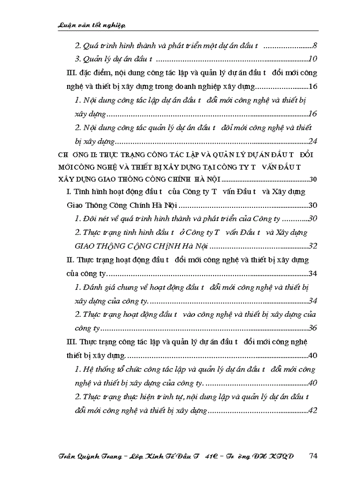 image for page Thực trạng phân tích tài chính dự án đầu tư đổi mới công nghệ và thiết bị xây dựng.