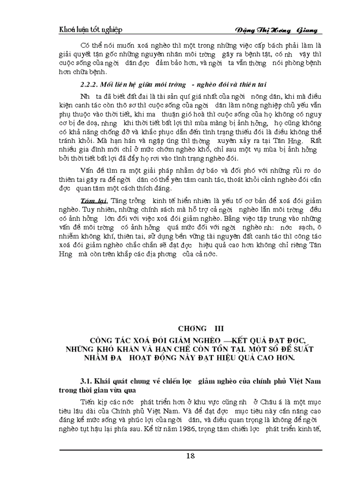 image for page Công tác xoá đói giảm nghèo và các vấn đề môi trường liên quan tại xã Tân Hưng, huyện Sóc Sơn, Thành phố Hà Nội