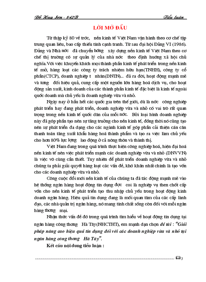 image for page Giải pháp nâng cao hiệu quả tín dụng đối với các doanh nghiệp vừa và nhỏ tại ngân hàng công thương Hà Tây