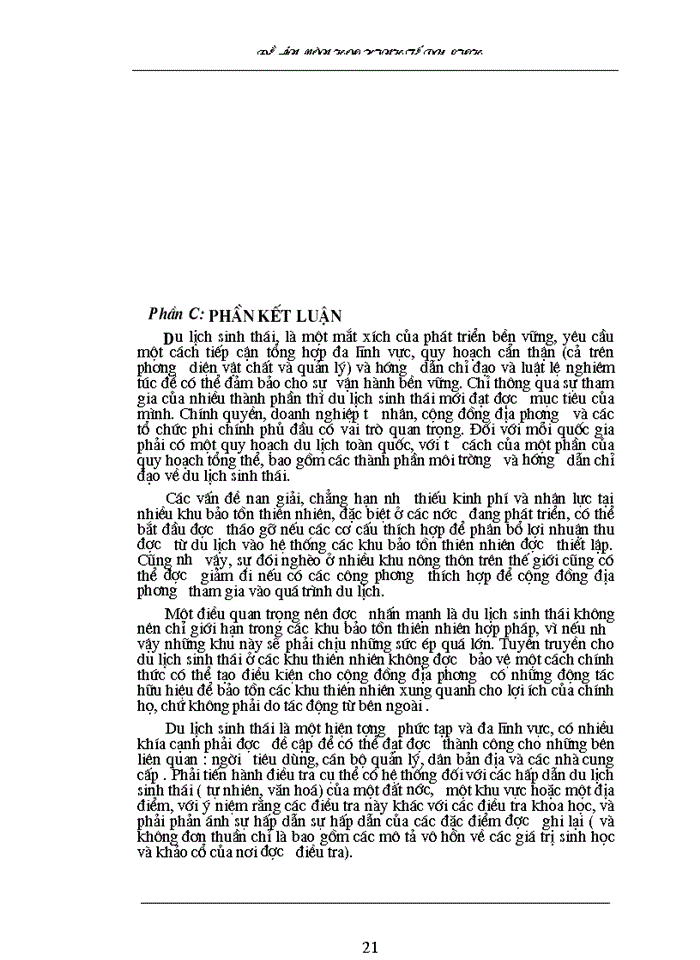 image for page Du lịch sinh thái trong các khu bảo tồn thiên nhiên Việt nam, tiềm năng, thực trạng, giải pháp và chiến lược phát triển.