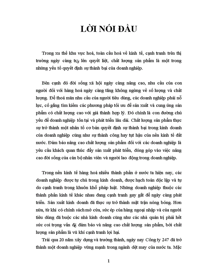 Một số giải pháp nhằm hoàn thiện công tác quản lý chất lượng sản phẩm  ở công ty 247