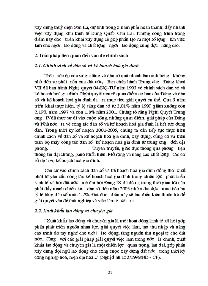 image for page Kế hoạnh lao động và việc làm và những giải pháp giải quyết việc làm trong thời kỳ kế hoạch 5 năm 2001- 2005 ở Việt Nam