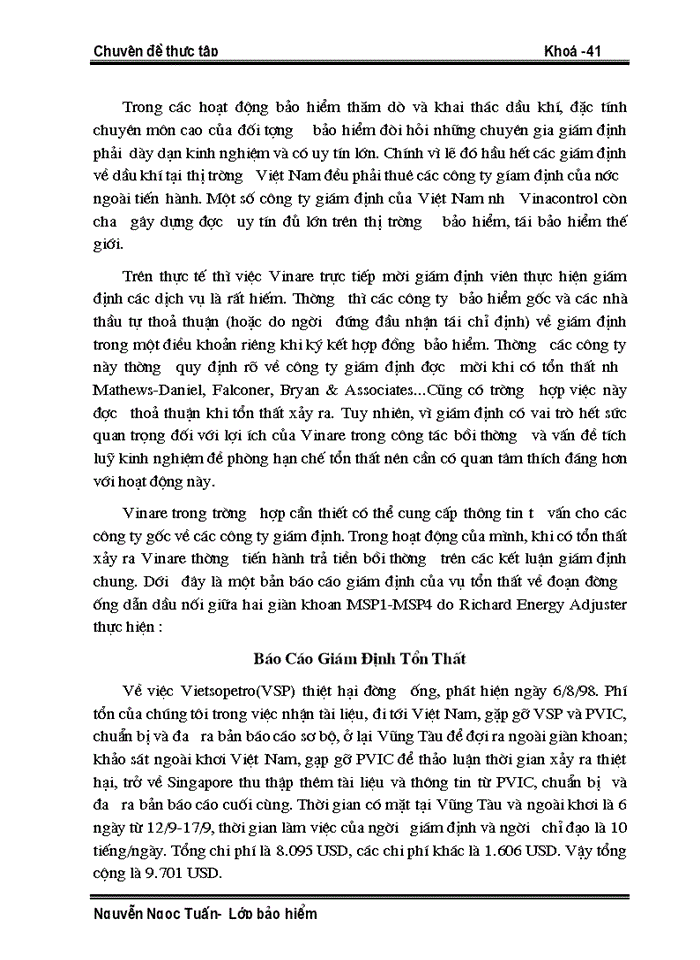 image for page Hoạt động tái bảo hiểm thăm dò và khai thác dầu khí tại công ty trong giai đoạn 1998 - 2002