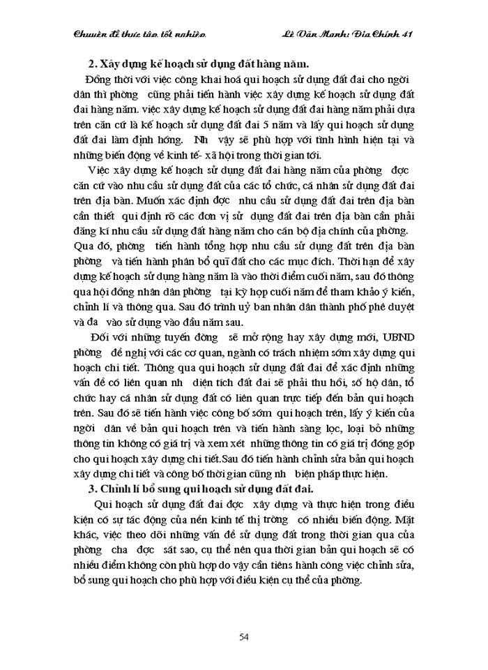 image for page Phương án qui hoạch, kế hoạch sử dụng đất đai của phường Chi Lăng đến năm 2010