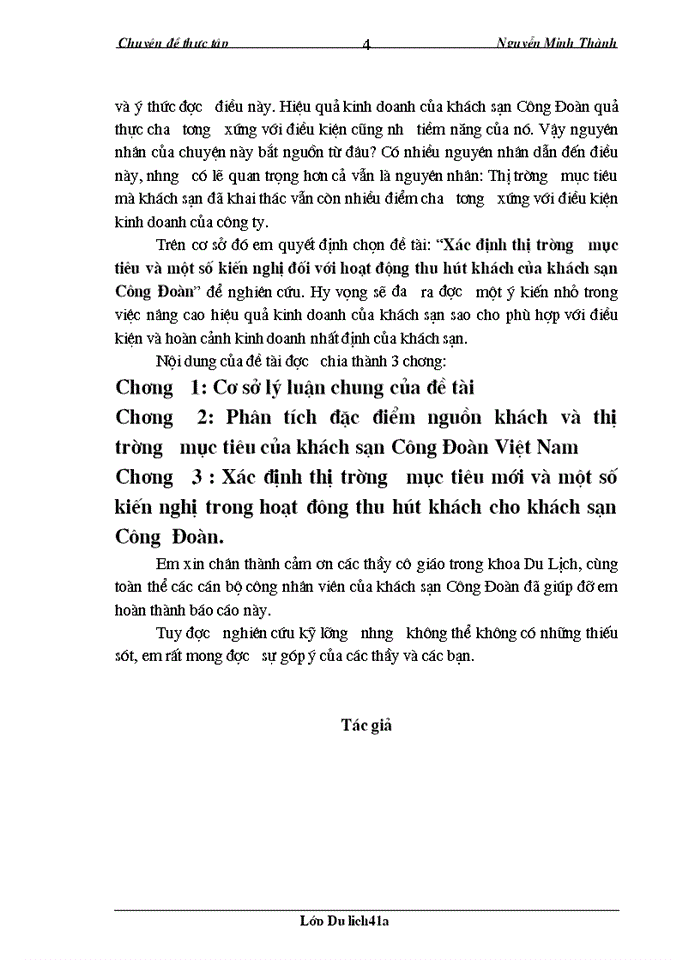 image for page Xác định thị trường mục tiêu và một số kiến nghị đối với hoạt động thu hút khách của khách sạn Công Đoàn