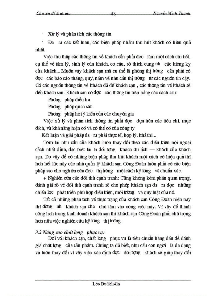 image for page Xác định thị trường mục tiêu và một số kiến nghị đối với hoạt động thu hút khách của khách sạn Công Đoàn