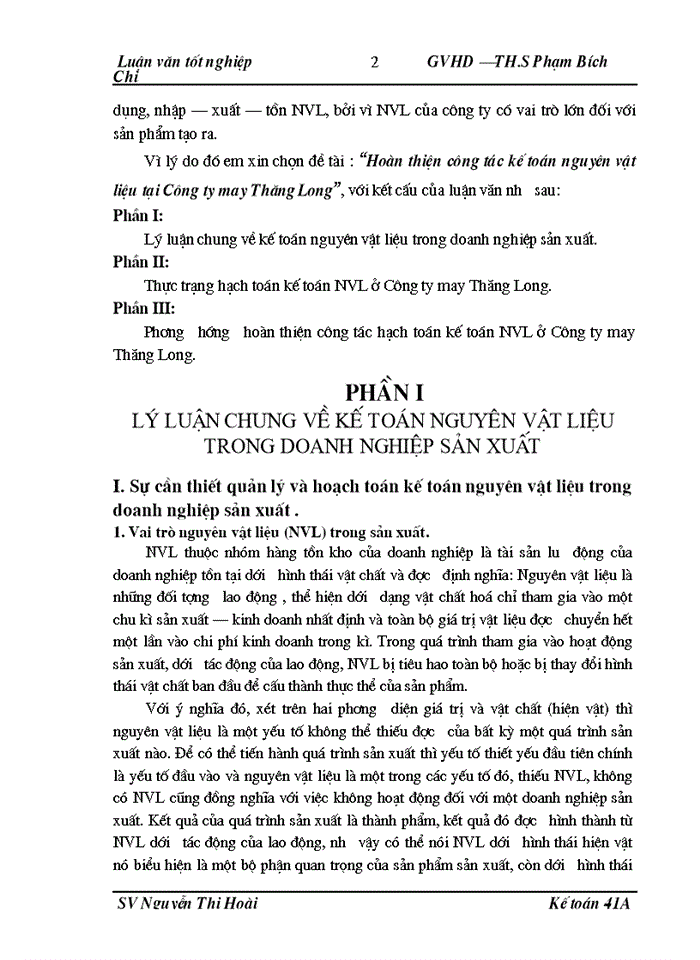 image for page Hoàn thiện công tác kế toán nguyên vật liệu tại Công ty may Thăng Long