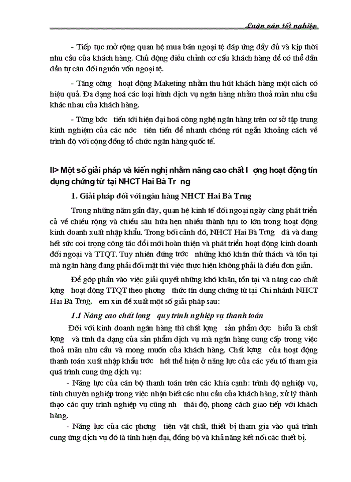 image for page Nâng cao chất lượng hoạt động thanh toán quốc tế theo phương thức tín dụng chứng từ tại Chi nhánh NHCT Hai Bà Trưng