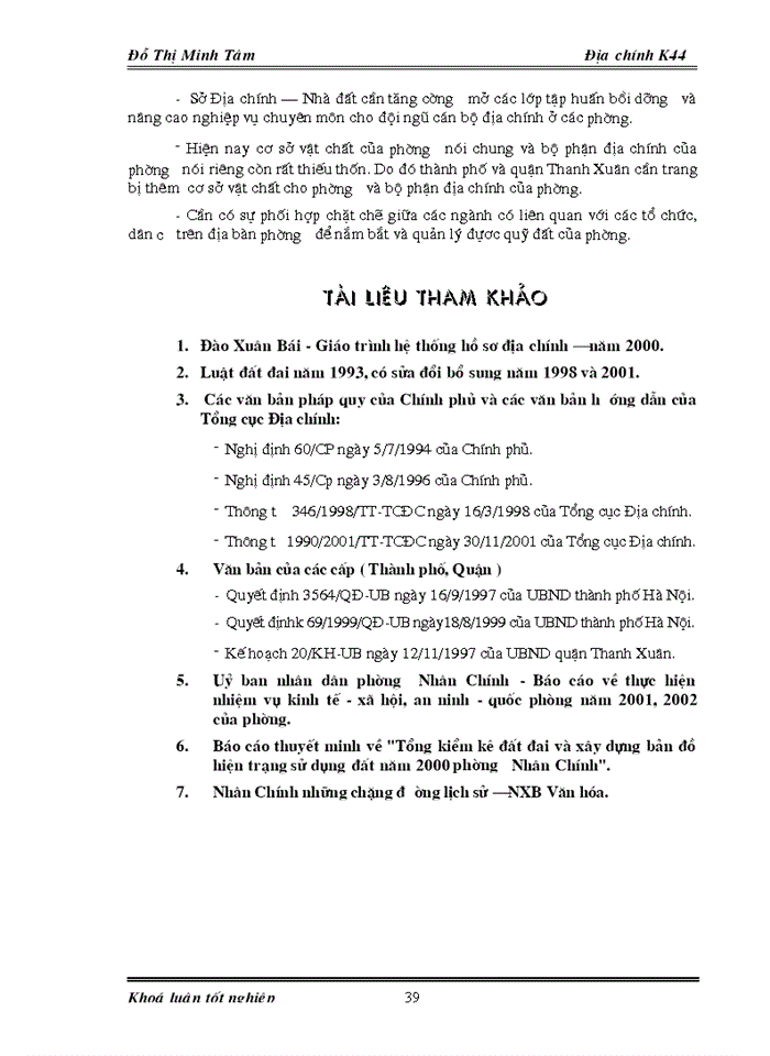 image for page Đánh giá tình hình kê khai đăng ký đất đai và quản lý hệ thống hồ sơ địa chính trên địa bàn phường Nhân Chính - quận Thanh Xuân - Hà Nội