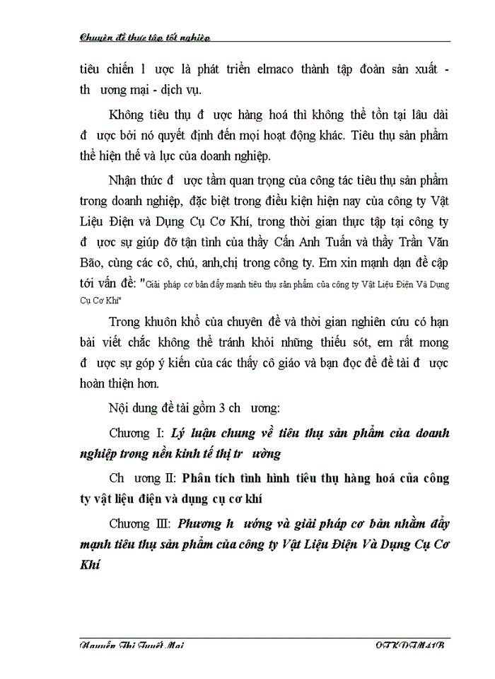 Giải pháp cơ bản đẩy mạnh tiêu thụ sản phẩm của công ty Vật Liệu Điện Và Dụng Cụ Cơ Khí